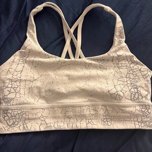 lululemon athletica Cream and Gray Crisscross Sports Bra energy bra